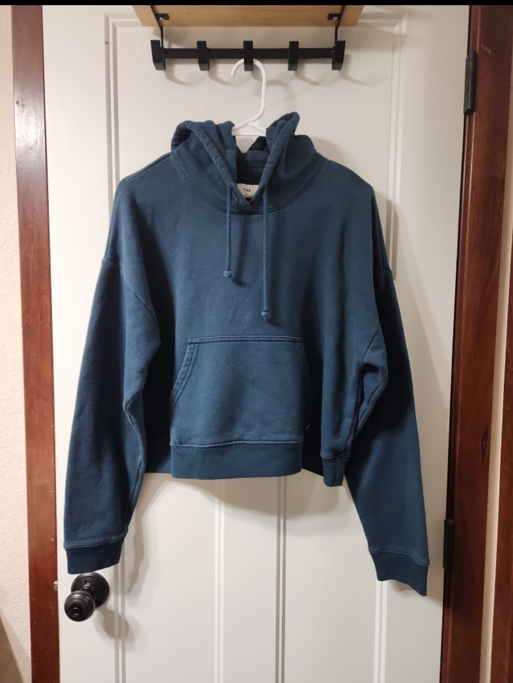 TNA Teal Cropped Pullover Hoodie